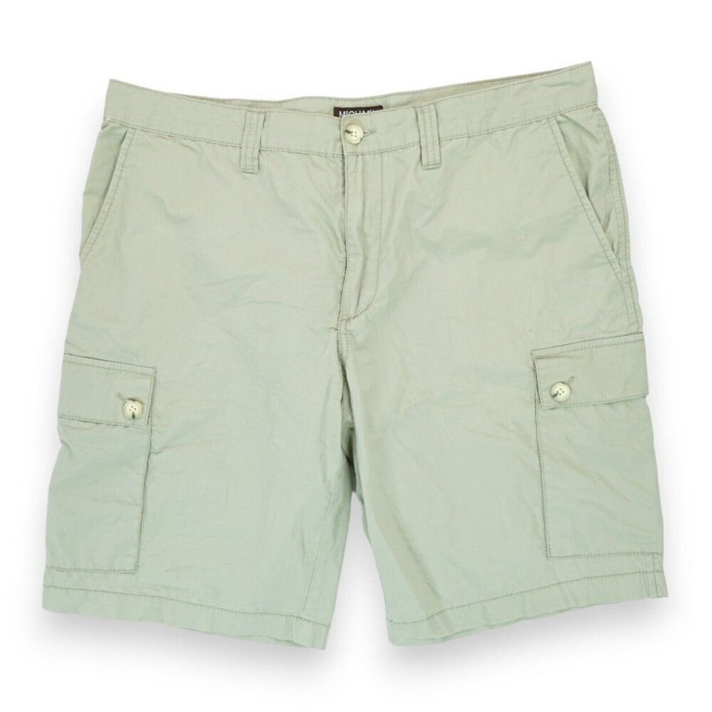 Vintage Michael Kors Short Mens 36 Beige Cargo Pocket 10" Cargo Travel Casual